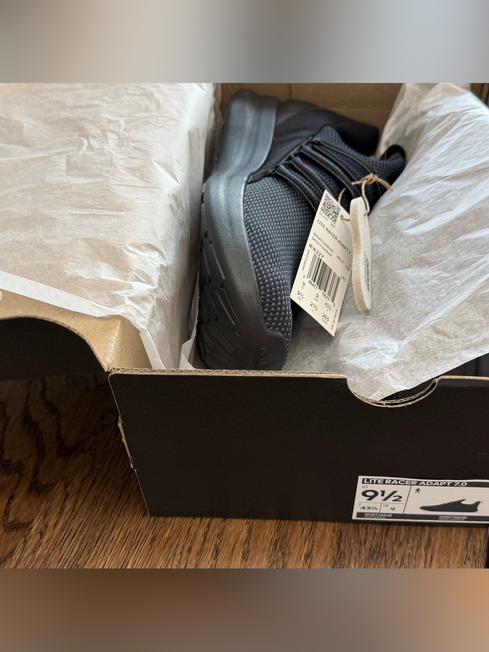 Adidas Lite Racer Adapt 7.0 – Men’s Size 9.5 – Core Black (IE6327) – Brand New - Picture 7 of 7